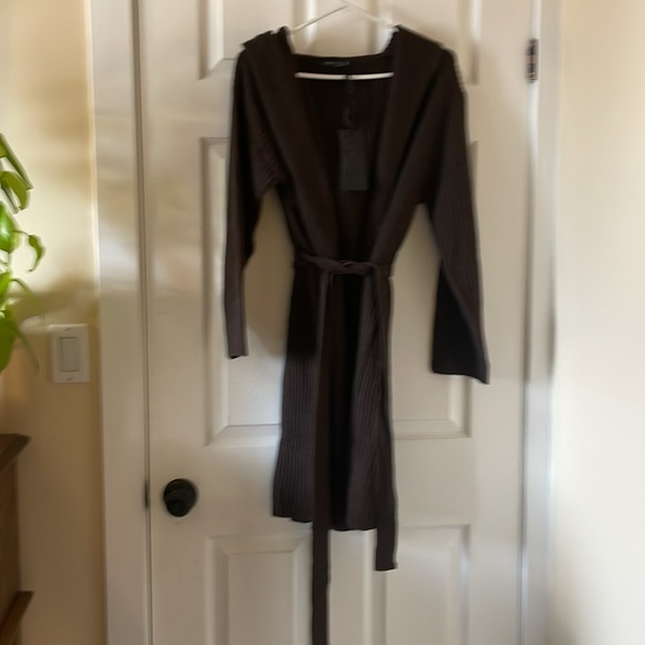 C’est Moi chestnut brown ribbed hooded cardigan - Picture 3 of 6